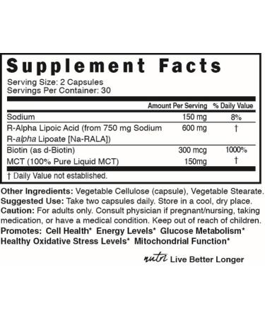 Buy Nutri R Alpha Lipoic Acid 600mg Capsules | R-ALA with Biotin | Powerful Antioxidant & Energy Boost | 60 Vegan Capsules - International Shipping Available - Buy Online on GoSupps.com