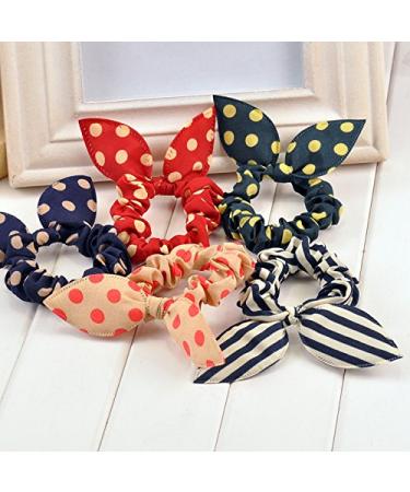 Miya 6 Set Super Sweet Bunny Hair Ties | Dotted Striped Checked | High-Quality Ponytail Holders | Beautiful Hair Accessories for All Ages - Buy Online on GoSupps.com