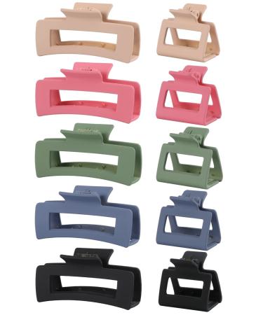 10 Pack Hair Claw Clips Neutral Hair Clips for Women Large Claw Clips Small Rectangle Claw Hair Clips Matte Hair Claws Hair Styling Accessories for Thick/Thin Hair Morandi