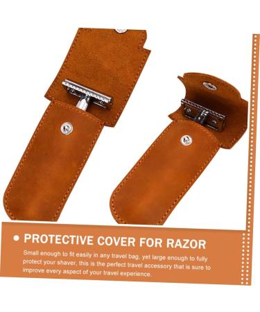 Beavorty Leather Razor Storage Bag - 2-Piece Protective Cover for Men's Grooming & Hairdressing Accessories - Buy Online on GoSupps.com