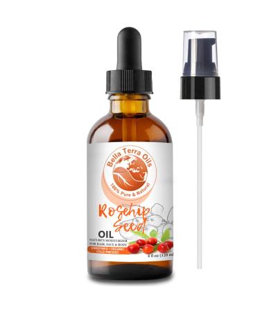 Bella Terra Oils Rosehip Seed Oil. 4oz. 100% Pure. Cold-pressed. Unrefined. Organic. Chemical-free. Rich in Vitamin C. Great for Mature Skin. Natural Moisturizer for Hair  Skin  Nails  Stretch Marks 4 Ounce - Buy Online on GoSupps.com