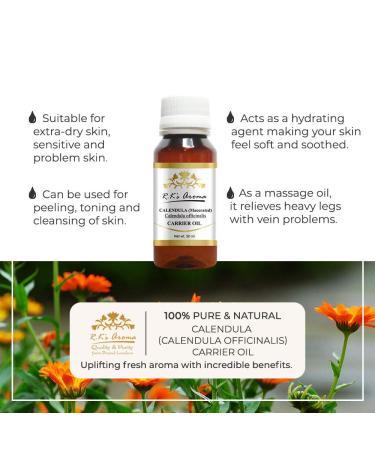 Rks Aroma Calendula Cold Pressed Carrier Oil - 100% Pure & Natural 50ml | Premium International Shipping - Buy Online on GoSupps.com