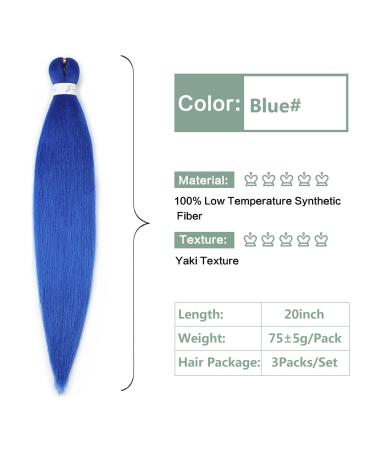 YDDM 20 Inch Pre-Stretched Braiding Hair Extensions - Blue Jumbo Braids (3 Packs) | Perfect for Art & Styles - Buy Online on GoSupps.com