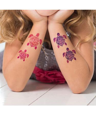 WIRESTER Temporary Tattoo Stickers - Set of 12 Sea Turtle Designs for Kids & Adults - Face, Hand, Neck, Wrist - Party Favor Body Art - 6 x 7.87 inch Tattoo Sheet (Blue, Pink, Purple, Green, Black) - Buy Online on GoSupps.com