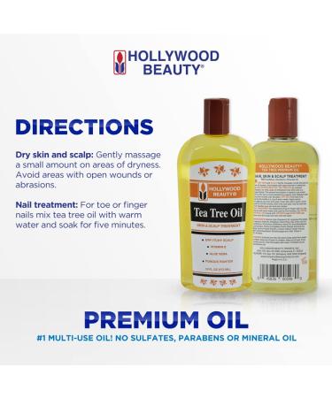 Hollywood Beauty Tea Tree Oil 16oz Bottle - Hair, Skin & Scalp Treatment | Moisturizes Dry & Itchy Scalp | Hot Oil Treatment with Vitamin E, Aloe, and Fungus Fighter - Buy Online on GoSupps.com