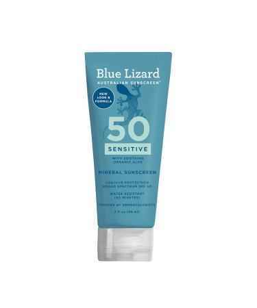 Blue Lizard SENSITIVE Mineral Sunscreen with Zinc Oxide  SPF 50+  Water Resistant  UVA/UVB Protection with Smart Cap Technology - Fragrance Free  3 oz. Tube - Buy Online on GoSupps.com