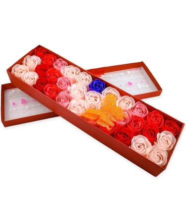 JIALEEY 33 PCS Floral Scented Bath Soap Rose Flower Petals Essential Oil Set - Perfect Valentine's Day Gift for Her - Buy Online on GoSupps.com
