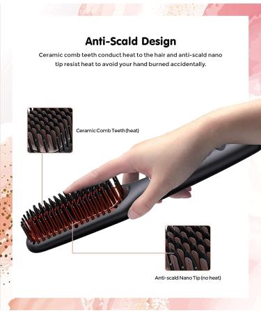 MEGAWISE Pro Ceramic Ionic Hair Straightener Brush | Fast MCH Heating | Auto-Off Safety | Anti-Scald | Dual Voltage | Rotatable Power Cord - Buy Online on GoSupps.com