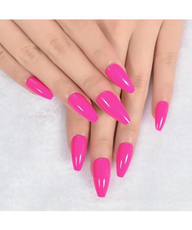 Rose Red Press On Nails - Pink Coffin Acrylic False Nails for Women - 24pcs/kit - Buy Online on GoSupps.com
