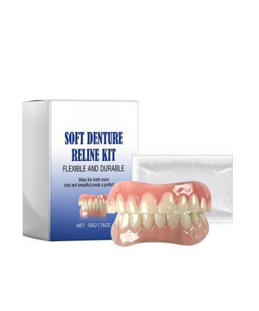 2025 Full Denture Set Silicone Reline Denture Set Denture Reline Kit Premium Denture Natural-Looking Teeth Soft & Comfortable