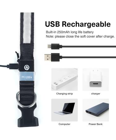 Luminous USB-C LED Dog Collar | Waterproof Light-Up Collar for Small & Medium Dogs | 7 Color Flashing Adjustable Size (28-40cm) - Buy Online on GoSupps.com