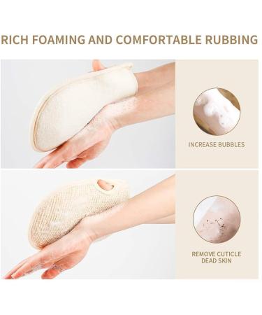 Buy 2-Piece Peeling Gloves & Shower Sponge Set | Hemp & Linen Body Scrub Tools - Double-Sided Massage for Exfoliation - Beige - Buy Online on GoSupps.com