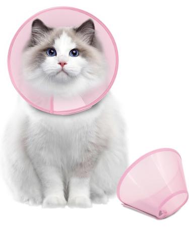 Supet collar for pets protective collar tapes made of plastic Special protection for cats Small dogs (Pink XS) XS (Neck: 9.8 11.2 ") Rosa