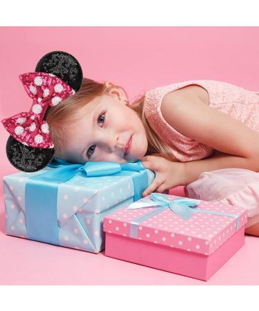 YanJie Glitter Mouse Ears Bow Headband - Hot Pink Princess Cosplay Costume for Girls - Buy Online on GoSupps.com