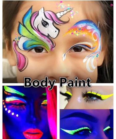 Go Ho Neon Face & Body Paint Palette - UV Glow in the Dark Water Activated Eyeliner for Halloween Makeup & Cosplay Costumes - Buy Online on GoSupps.com