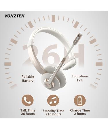 Wireless Bluetooth Headset with Noise Canceling Microphone, USB Dongle, Mic Mute - Trucker Headset for Cell Phone, Office, Skype, Zoom - White Gold - Buy Online on GoSupps.com
