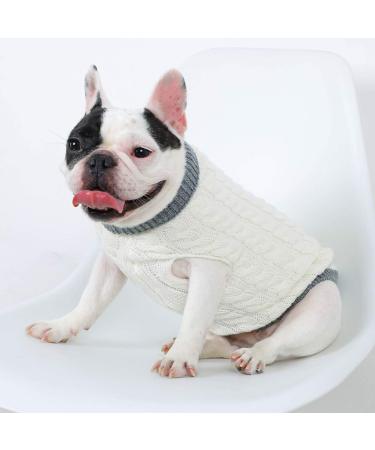 Gojiny Dog Sweater Vest - Warm Crocheted Coat for Small Medium & Large Dogs - Soft Knit Jacket in White - Buy Online on GoSupps.com