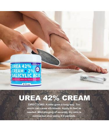 Urea Cream 42 Percent for Feet - 42% Urea Foot Cream with 2% Salicylic Acid & Hyaluronic Acid - For Feet Hands Heels Elbows Nails & Knees - 4 oz - Buy Online on GoSupps.com