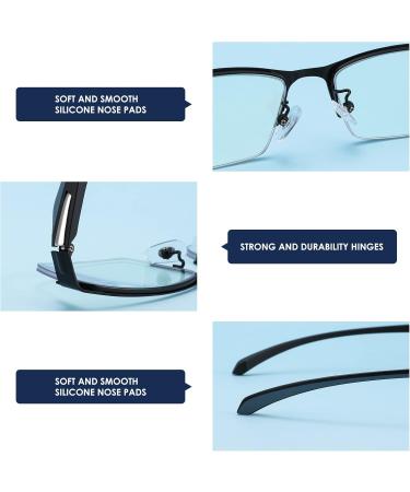 ZUVGEES Half Frame Metal TR90 Blue Light Filter Reading Glasses for Men & Women - Lightweight Anti-blue Computer Glasses in Gray - 1.0x Magnification - Buy Online on GoSupps.com