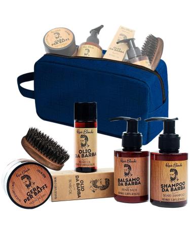 Ren e Blanche Man Bart Kit - Set consisting of shampoo conditioner oil wax and beard brush with reinforced wild boar bristles Made in Italy + Alt ax Beauty - Great gift idea