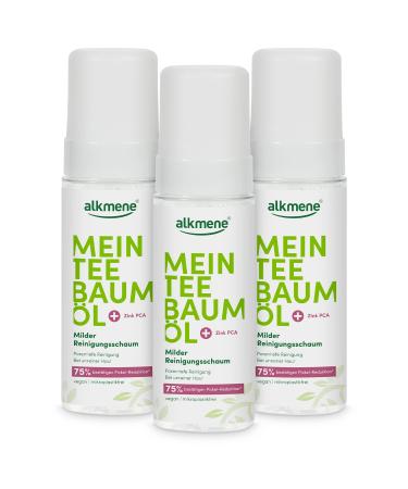 Alkmene alkmene Tea Tree Oil Foaming Facial Cleanser - Vegan face and body cleansing foam free of silicones parabens and mineral oils - facial cleanser for men and women (3 x 200 ml)