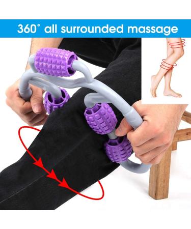 Muscle Massage Roller - Manual Fascia Roller for Neck Shoulders Thighs & Legs | Leg Massage Device in Purple - Buy Online on GoSupps.com