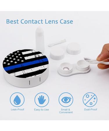 American Blue Line USA Police Stars Flag Contact Lens Case Kit | Eye Care Holder with Mirror Tweezers & Solution Bottle | Ideal for Travel & Home - Buy Online on GoSupps.com
