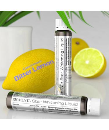 Biomenta Star Whitening Liquid - High-Dose Active Ingredients L-Glutathione Amino Acids & Plant Extracts - 12 Bitter Lemon Ready-to-Drink Ampoules - Premium Quality - Buy Online on GoSupps.com