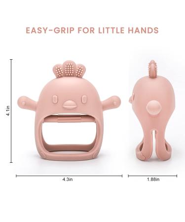 MISLILI Never Drop Food Grade Silicone Teething Toys for Babies 0-12 Months - Prevent Choking, Odorless, Less Dust Adhesion - Baby Gift in Pink/Light Pink - Buy Online on GoSupps.com