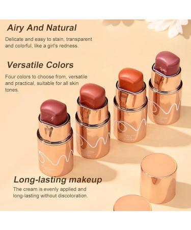 Waterproof 3-in-1 Cream Blush Stick for Lip  Cheek  Eye | Long-Lasting & Buildable Blusher Contour - Dainty 3-in-1 Cheek & Lip Tint - Moisturizing & Blendable Formula - Suitable for All Skin Tones (2#) - Buy Online on GoSupps.com