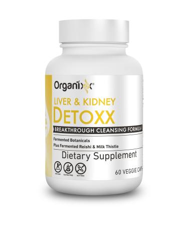 Organixx Liver & Kidney Detox Cleanse Supplement Plant Extract + Herbal Supplements for Digestive Health Sleep Support and More Energy Gluten Free Non GMO Soy Free - 60 Vegetarian Capsules
