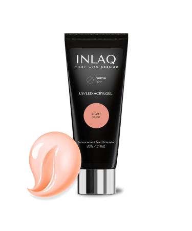 INLAQ Polygel for Nail Extension Light Nude 30ml - Acrylic Nail Gel - UV/LED Nail Extension Gel - Acrylic Gel