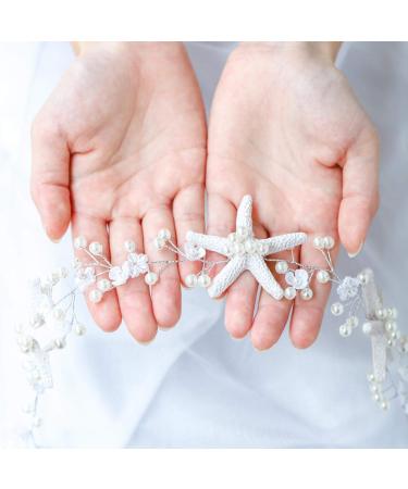 Unicra Wedding Starfish Headpiece | Bridal Hair Vine Accessories for Brides & Bridesmaids | Silver (23.6 inches) - Buy Online on GoSupps.com