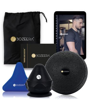 Bozeera |Trigger point presser set fascia |Triggerdinger with suction cup |For muscle pain & tension |2x trigger point massager & 1x fascia ball including video booklet & bag