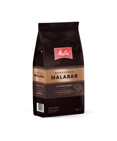 Melitta Monsooned Malabar Rarity Coffee, 1 Kg, Coffee Beans, Unground, 100 Percent Arabica Beans from India, Roasted in Germany, Strength 4