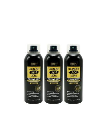 EBIN NEW YORK Wonder Lace Bond Adhesive Spray Supreme 3pack - Extreme Firm Hold 2.7oz/ 80ml | Active Use Fast Drying No Residue No Build-up Powerful Hold All-Day Hold Daily Wig Application 2.7oz / 80ml Supreme