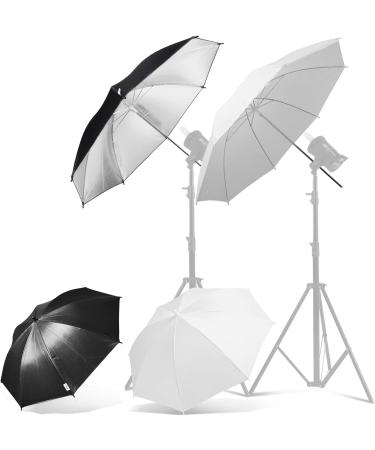 4 Pack Photography Umbrella Lighting Kit - Black & Silver Reflectors, White Soft Translucent Umbrellas - Studio/Outdoor Photo & Video Lighting Accessories - Buy Online on GoSupps.com