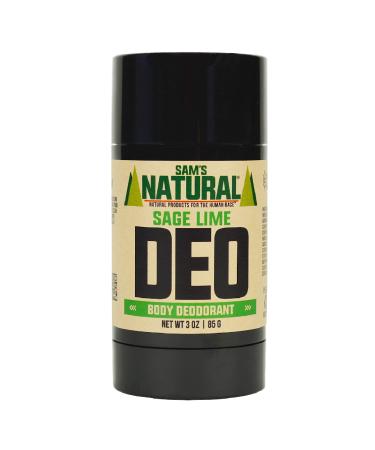 Sam s Natural Deodorant - Sage Lime - Holiday Gifts - Stocking Stuffers - Gifts for Men - Aluminum Free - No phthalates parabens sulfates or dyes - Made in USA - Vegan Cruelty Free - 3 oz