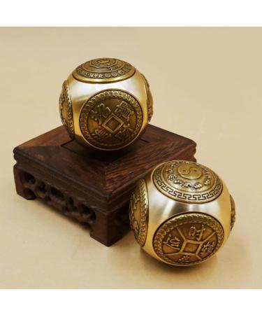Patkaw 2-Piece Antique Chinese Baoding Balls - Brass Stress Relief & Massage Exercise Balls for Seniors - Buy Online on GoSupps.com