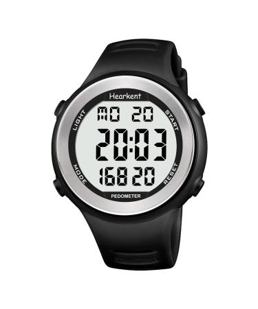 HORKENT WATERTHT PROCATION IT for seniors without Bluetooth no app required with pedometer calorie counter and large LCD digits black