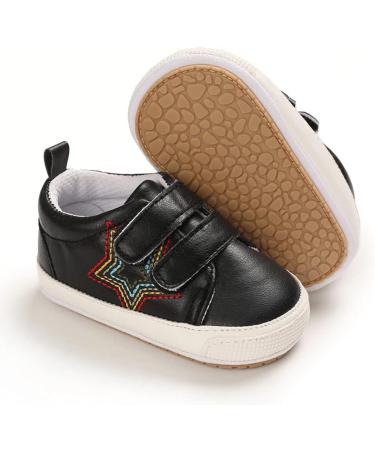 Cheerful Mario Baby First Walking Shoes - Soft PU Leather Prewalkers 3-6 Months (Black Star) - Buy Online on GoSupps.com