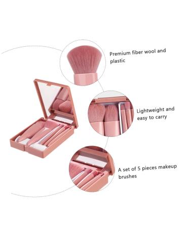 NOLITOY 5pcs Makeup Brush Set with Mirror - Mini Lipstick Kit & Face Powder Brush - Travel-Friendly Pink Cosmetic Tools for Friends & Star Room Decor - Buy Online on GoSupps.com
