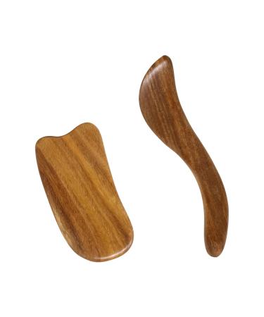 yueton 2PCS Sandalwood Scraping Board Wooden Gua Sha Board Gua Sha Facial Body Massage Tool for Face and Body Treatment Relieve Tensions and Reduce Puffiness