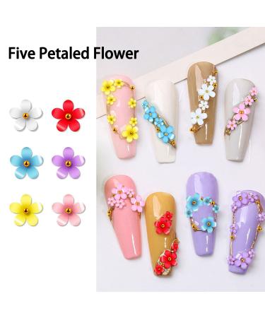 3D Flower Nail Charms 6 Grids Rhinestones for Acrylic Nails - Floral Nail Art Charms with Gold Silver Beads - DIY Nail Decorations - Buy Online on GoSupps.com
