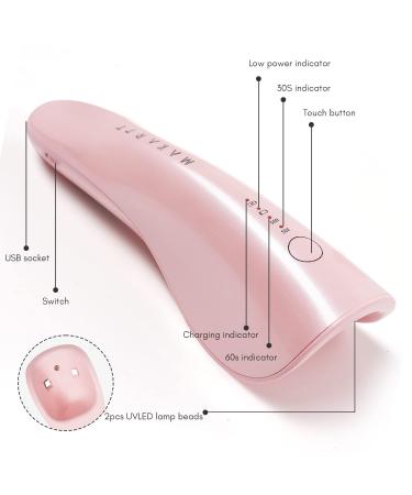 Makartt Mini Rechargeable UV LED Nail Lamp | Portable Nail Dryer with 2 Timers for Nail Art | Pink - Buy Online on GoSupps.com