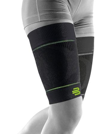 Bauerfeind Sports Compression Upper Leg Sleeves - Thigh & Hamstring Support | Medium/Long, Black (1 Pair) - Buy Online on GoSupps.com