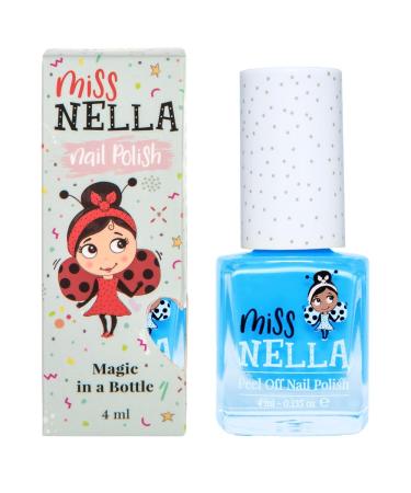 Miss Nella MERMAID BLUE Safe Light Blue Nail Polish for Kids Non-Toxic & Odor Free Formula for Children and Toddlers Natural Water Based for Easy Peel Off
