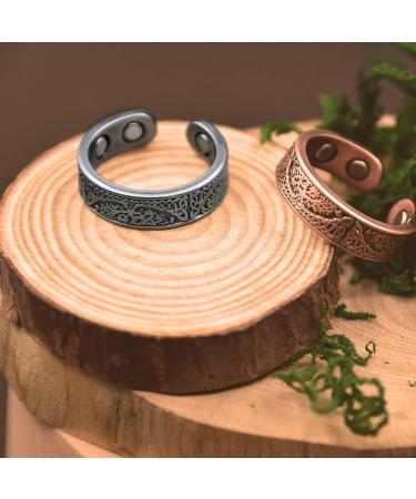 Vicmag 4X Strength Magnetic Copper Rings for Women - 100% Solid Pure Copper - 3500 Gauss Magnets - Adjustable - Jewelry Gift Box - 2PCS (Silver & Copper Life Tree) - Buy Online on GoSupps.com