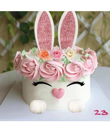 Bunny Cake Topper with Ear Foot Flowers Eye Nose for Bunny Rabbit Baby Shower and Easter Bunny Ear Set - Buy Online on GoSupps.com