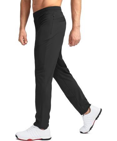Pudolla Men's Golf Pants - Slim Fit Stretch Sweatpants with Zipper Pockets, Black, Medium - Buy Online on GoSupps.com